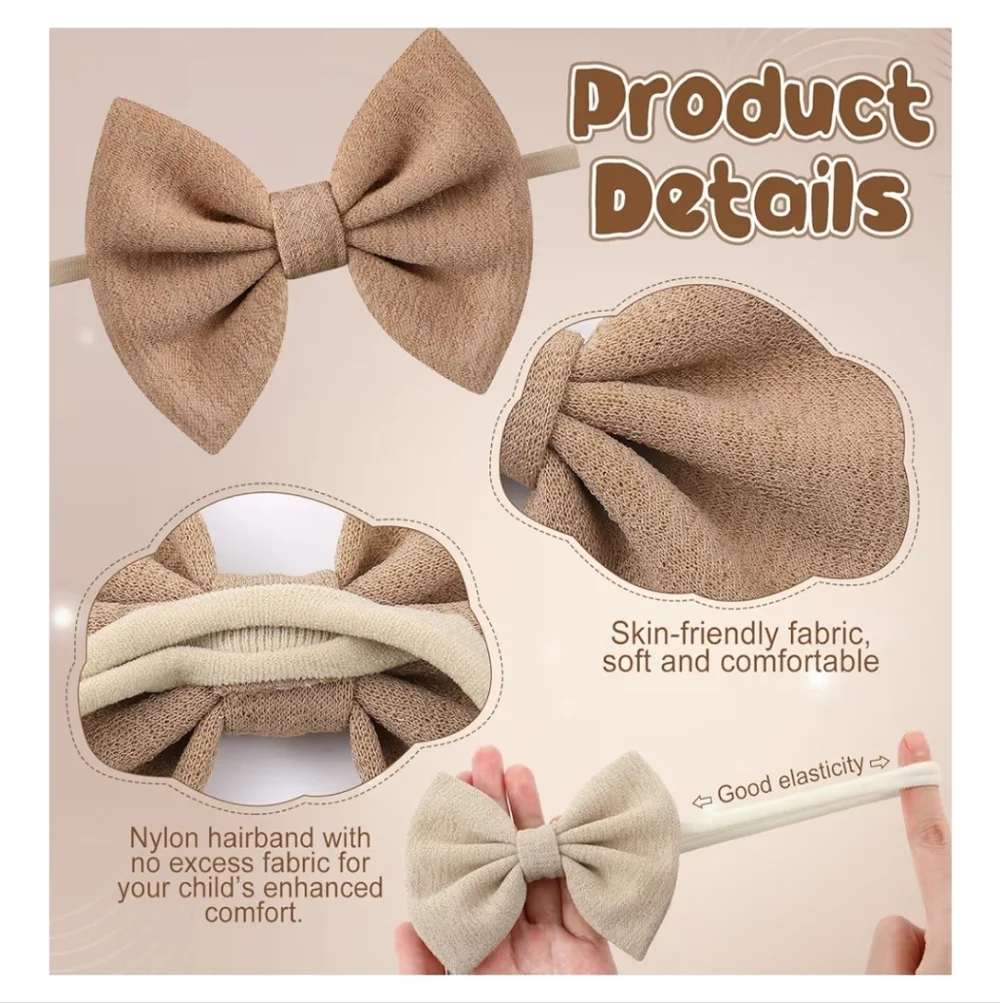 4 Pcs Soft Baby Bow Headbands
